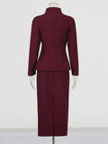 Fongt Temperament Set Fall 2025 New Fashion Collar Button Design High Waist Dress Dress