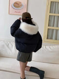 Korean Version Sweet Down Jacket Female Short Money 2024 Winter New Style Add Thick Small Fox Fur Collar White Duck Down Coat Tide-Outfit