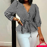 Deep V-Neck Leopard Print Belted Fashion
