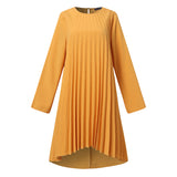 ZANZEA Women Muslim Sets Islamic Clothing Plain Suits Morocco Turkish Pleated Full Sleeve Tops Wide Legs Long Pants