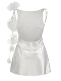 Fashion French Dress Women 2025 Summer New Elegant Wind Sleeveless Three-Dimensional Flowers Short A