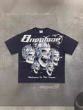 Vintage T-Shirt Men's High Street Creative Pattern Printing Round Collar Short-Sleeved Cotton Super Loose Short Sleeves-Outfit