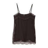 Fongt Women's Clothing In The Summer Of 2025 With Daily Niche Lace Splicing Sling Belt Vest Tops