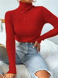 Turtleneck Ribbed Knit Sweater-Outfit