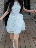 Fongt And White Iris Solid-Colored Vest Dress Woman Design Feeling Small Gentle And Comfortable Sleeveless Casual Dress Summer