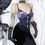 Summer 2024 New Spicy Girl Vest Temperament Rose Compound Lace Purple Sling Girl-Outfit