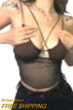 Women's Solid Color Short Tops Cross Bandages Perspective Short Camisole, Sleeveless Navel