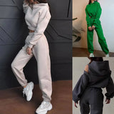Fongt Women's Fall 2024 New Two-Piece Solid Color Hoodie Short Die Trouser