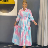 Print African Long Dresses For Women Rayon Party Maxi Dress Africa Clothing African Design Clothes Bazin Abaya Muslim Robe