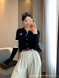 Fongt Bumping Color With A Soft Glutinous Wool Knit POLO Collared Thin Coat Female Spring Animal Embroidered Opener