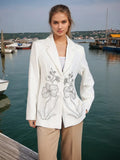 Fongt Temperament Suit 2025 Autumn New Fashion Niche Splicing Nail Drill Flower Senior Sense Blazer Woman