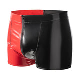Fongt Men's PVC High Bright Lacquer Leather Shorts Sexy Leather Square Pants No Odor Size Accurate-Outfit