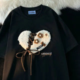 Brand Sweet 3D Towel Embroidery Love Flower T Shirts Sweet Girls Summer Cotton Short Sleeve Tops Kawaii Tees