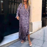 Fashion V-Neck Print Long-Sleeved Dress Hotline