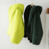 Neon Faux Fur Hooded Coat-Outfit