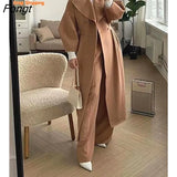 Autumn and Winter Lantern Sleeve Lapel Woolen Coat Long Coat Winter Coat Clothes for Women Long Coat Women Wool Coat