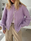 Solid Buttoned Cardigan-Outfit