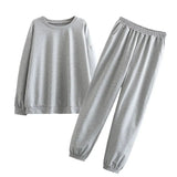 2020 Autumn Women's sets cotton suit oversized 2 pieces o neck female casual hoodies sweatshirt pants suits