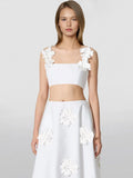 Sexy Small Sling 2025 Spring New Fashion Three-Dimensional Flower Splicing Design Ultra-Short Vest