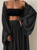 Summer Women Three Piece Set Soft Wrap Cardigan Tops And High Waist Pants Suit Female Casual Simple Tracksuits