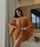 Fongt Summer New Women's Clothing Out-Shoulder Commut Fashion Leisure Shorts Pressure Folding Set