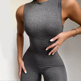 Suit Summer Polyester Women's Sleeveless Slim High Top Sports