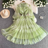 Fongt High-End Chiffon Dress Women Autumn New Temperament Banquet Dress Phony Holiday Princess Dress