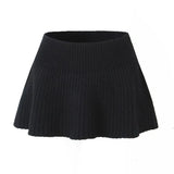 Knitted High Neck Long Sleeve Top And Mini Skirt Set-Outfit
