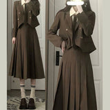 Fongt 2024 New Student Temperament, Blazer, Tie, Shirt, Pleated Skirt, Three-Piece Set-Outfit