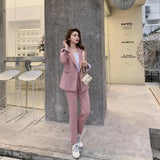 Fashion Spring Summer Women Office Lady Slim Blazer Pants Two-Piece Set Suits