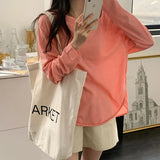 Shirt Mask Long-Sleeved T-Shirt Women's Summer Thin Loose Irregular Fork Bottom Air-Conditioning