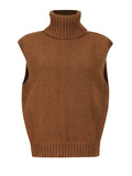 Fongt Collar Knitted Vest For Women's 2025 Spring New Comfortable And Casual Fashion Temperament Sleeveless High-Collar Knitted