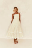 Fongt Summer New Solid Color Lace Stitching With Elegant Strapless Oversized Hem Dress-88106-Outfit