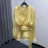 Fongt Temperament Sweet Wind Dress Woman 2025 Spring New Fashion Collar Collar Folds Solid Color Short Skirt
