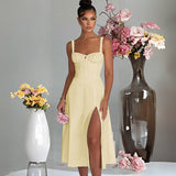 Fongt Spring And Summer New Fashion Leisure Tie To Repair The Fork With High-End Dress Woman
