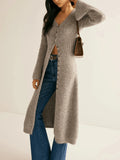 Fongt Retro Elegant Long-Sleeved Jacket Knitted Sweater Medium Long Model