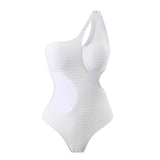 2024 New Solid-Color One-Shoulder Sexy Hollow One-Pack Swimsuit Bikini