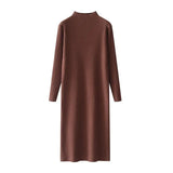 Fongt And Winter With Coat Sweater Dress Women Loose Fashion With Medium And Long Bottoming Over The Knee Knit Dress