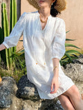 Fongt Spring And Summer Women's White Dresses Women's Summer French Vacation Dress European Women's