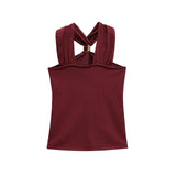 Fongt Women's Clothing INS Net Red Pop Sexy Hot Babes Gold Set And Knots Vest Top