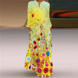 Long V-neck Printing Sleeve Pocket Printed Loose