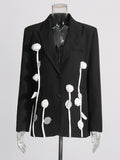 Fongt Elegant Suit 2025 Autumn And Winter New Design Three-Dimensional Flower Decoration Slim Thin Suit Jacket Woman