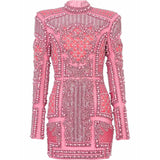 Fongt 2025 New Fashion Heavy Industry Diamond Nail Pearl Relide Relentight Dress Small Dress