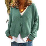 Fongt And Winter Women's Sweater Cardigan Pure Color Long Sleeve V Neck Sweater