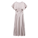 Fongt 2025 New Women's Temperament Silk And Simoufry Dress