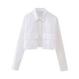 Fongt New Women's ZAPOLO Collar Pocket Coated Short Shirt