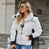 2022 New brand warm high-quality winter jacket women Short Splice color parkas High collar Hooded Women's jackets