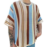 Fongt Men's New Summer Men's Knit Dress Round-Neck Short Sleeve Thin Knit T-Shirt