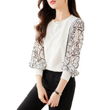 Fongt Shot Spring And Autumn New Design Sense Unique False Two Clothing Chiffon Stitching Sweater Female-Outfit