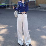 Fongt High-Waisted Broad-Legged Jeans Women's 2025 New Casual Temperament Thin Loose Straight Trousers